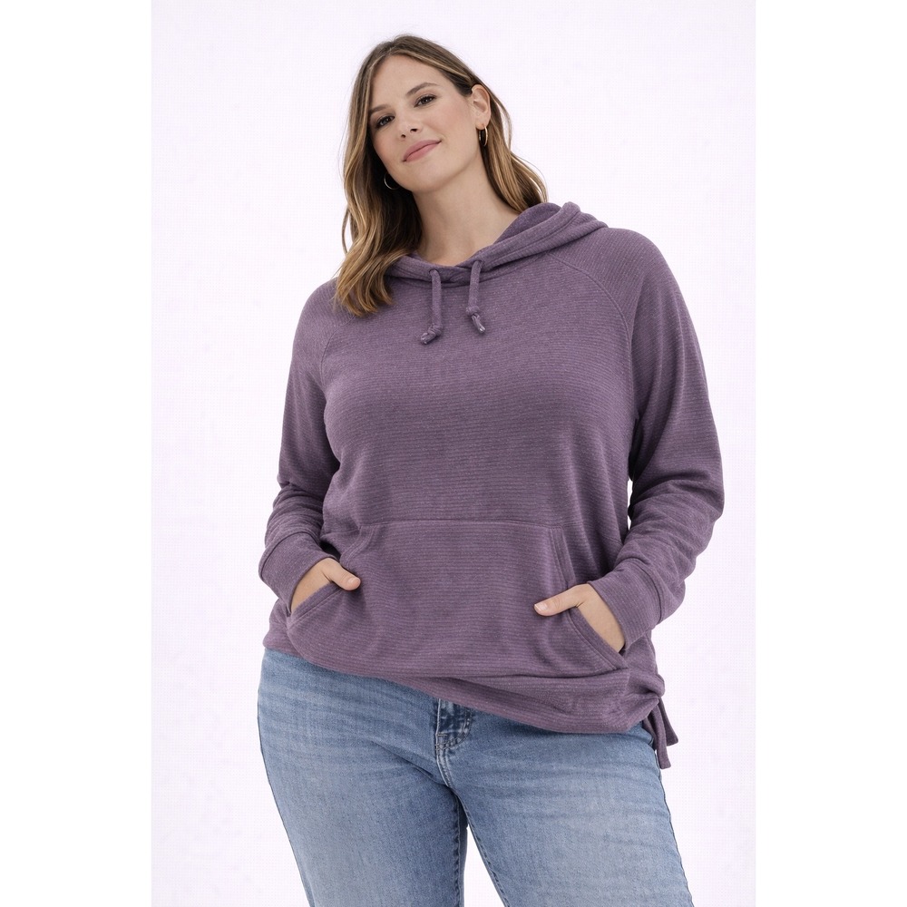 Champion Elite Hoodie Women XXL Purple Striped Pullover‎ Cowl Neck Sweatshirt